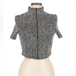 Topshop Black and White Patterned Crop Top